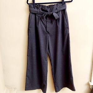 H&M Paper Bag High Waisted Wide Leg Pull On Cropped Pants sz 10